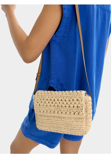 Hasır Efektli Çapraz Askılı Çanta