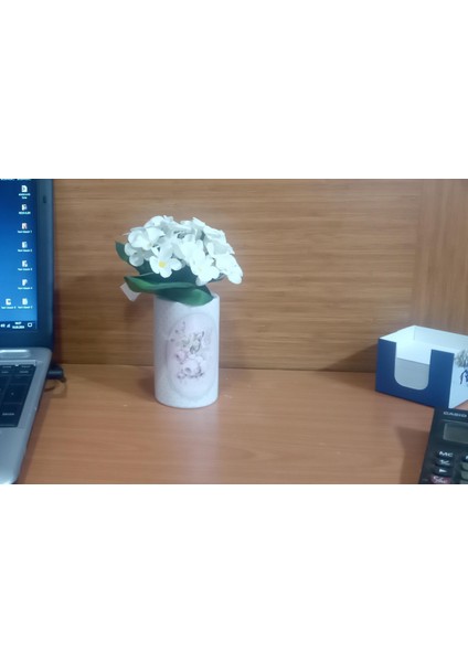 2 Adet Vazo Dahil,vazoda Çiçek,beyaz Yapay Çiçek,vazo Dekoratif Bahar Desenli 7X7X16CM modelleri