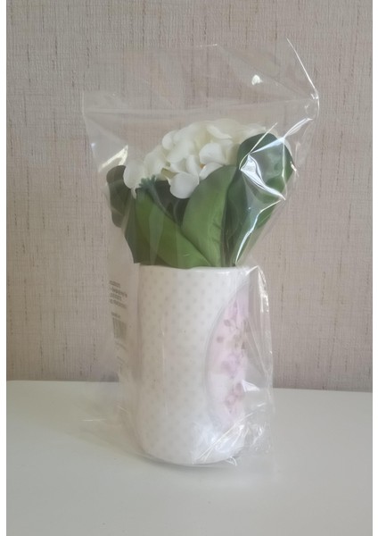 2 Adet Vazo Dahil,vazoda Çiçek,beyaz Yapay Çiçek,vazo Dekoratif Bahar Desenli 7X7X16CM fırsatları