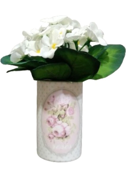 2 Adet Vazo Dahil,vazoda Çiçek,beyaz Yapay Çiçek,vazo Dekoratif Bahar Desenli 7X7X16CM indirimleri