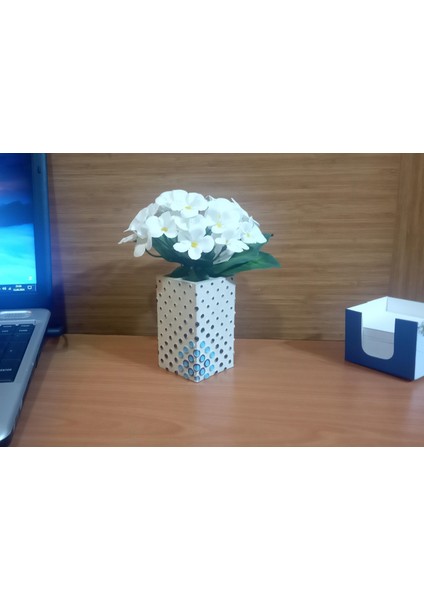 2 Adet Vazo Dahil,vazoda Çiçek,beyaz Yapay Çiçek,vazo Dekoratif Puanlı Poliresin 6X6X15CM modelleri