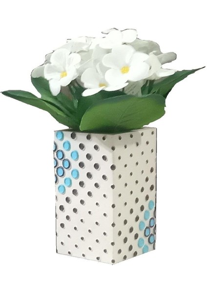 2 Adet Vazo Dahil,vazoda Çiçek,beyaz Yapay Çiçek,vazo Dekoratif Puanlı Poliresin 6X6X15CM indirimleri