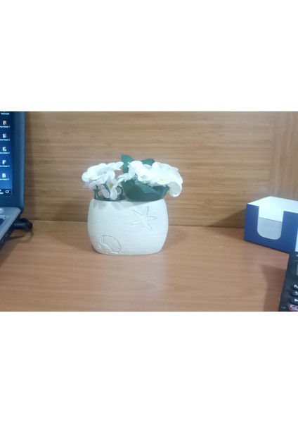 2 Adet Vazo Dahil,vazoda Çiçek,beyaz Yapay Çiçek,vazo Dekoratif Istiridye Poliresin 10X5X14CM modelleri
