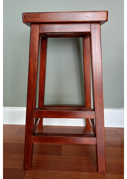 Ahşap Bar Taburesi, Bar Sandalyesi, Yüksek Tabure, Yan Sehpa, Dekoratif Stand, Boyalı, 33X33X72CM