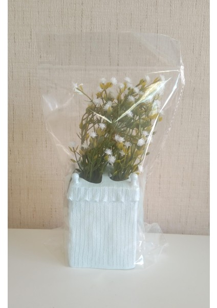 2 Adet Vazo Dahil,vazoda Çiçek,beyaz Yapay Çiçek,vazo Dekoratif Poliresin 7X7X17CM fırsatları