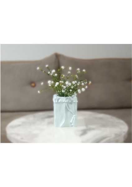 2 Adet Vazo Dahil,vazoda Çiçek,beyaz Yapay Çiçek,vazo Dekoratif Poliresin 7X7X17CM indirimleri
