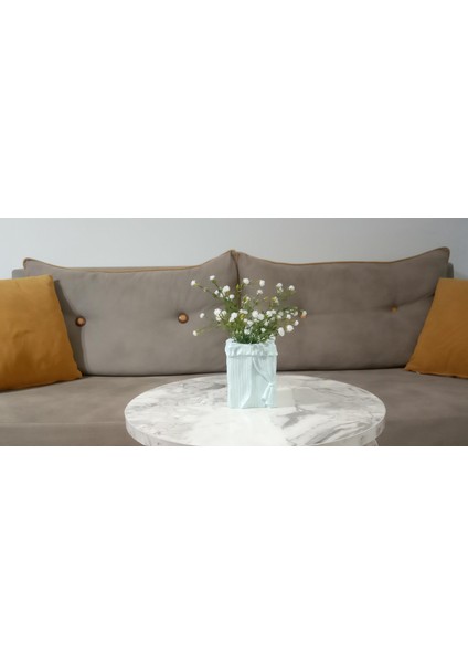 2 Adet Vazo Dahil,vazoda Çiçek,beyaz Yapay Çiçek,vazo Dekoratif Poliresin 7X7X17CM