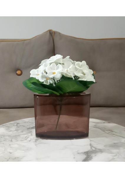 2 Adet Vazo Dahil,vazoda Çiçek,beyaz Yapay Çiçek,vazo Dekoratif Oval Kahverengi 13X5X15CM fiyatları