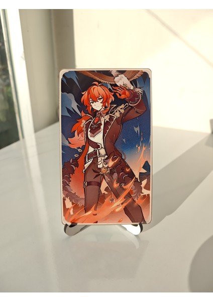 Genshin Diluc Metal Koleksiyon Kartı 2 (6,5 x 11,5 Cm) (1 Adet)