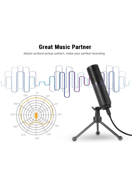 Rgb LED Profesyonel USB Kondansatör Mikrofon – 24 Bit / 96KHZ, Kardioid, Tak-Çalıştır, Tripod Dahil, Podcast, Oyun ve Yayın Için | Q9 fırsatları