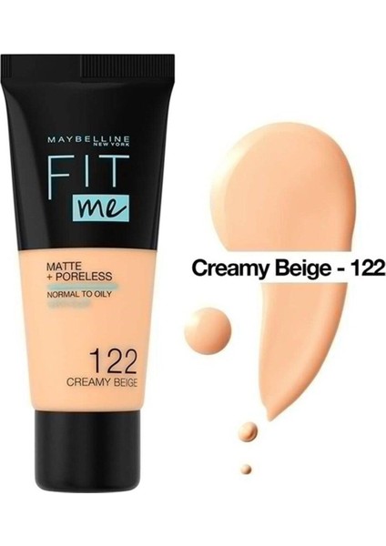 Fit Me Matte+Poreless Fondöten 122 Creamy Beige Mat modelleri