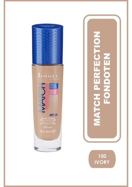 Match Perfection Fondöten 100 Ivory - Doğal Görünüm, Hafif ve Orta Kapatıcılık, SPF 20 ile Koruma modelleri