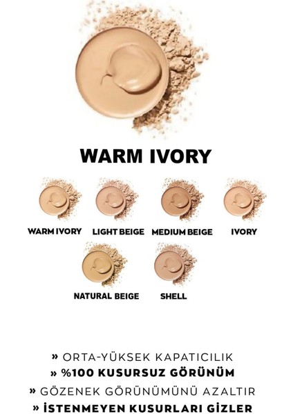 Ideal Flawless Pata Krem Fondöten - Warm Ivory, Hafif Formül, Orta ve Tam Kapatıcılık, 8 Saat Kalıcılık, Pürüzsüz Sonuç modelleri