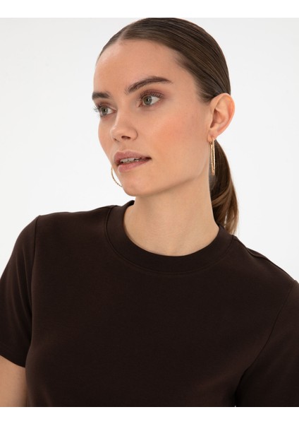 Kadın Kahverengi Regular Fit Basic Tişört 50310543-VR029 fiyatları
