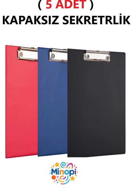 ( 5 Adet ) A4 Kapaksız Sekreterlik Klipsli Metal Mekanizmalı