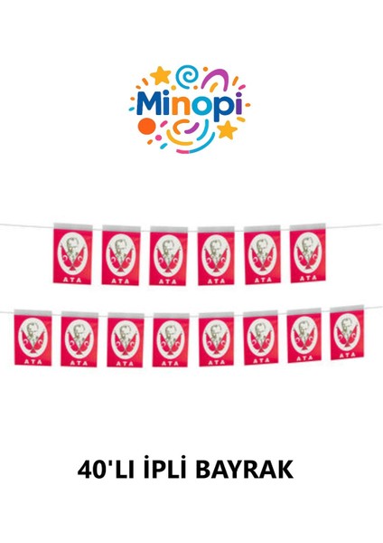 40'lı Ipli Bayrak Büyük Boy 11X19 cm 1 Paket Ata Bayrağı Kağıt Ipli Sıralı Atatürk Bayrak Sınıf Süs fiyatları