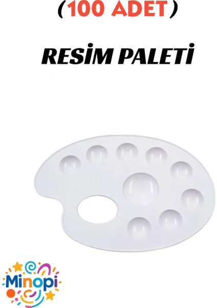 100 Adet Boyama Paleti Resim Paleti Ressam Paleti Plastk 9 Gözlü Boya Paleti