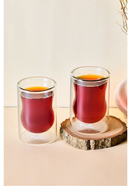 2'li Isıya Dayanıklı Çift Cidarlı Cam Çay Bardağı 140 ml