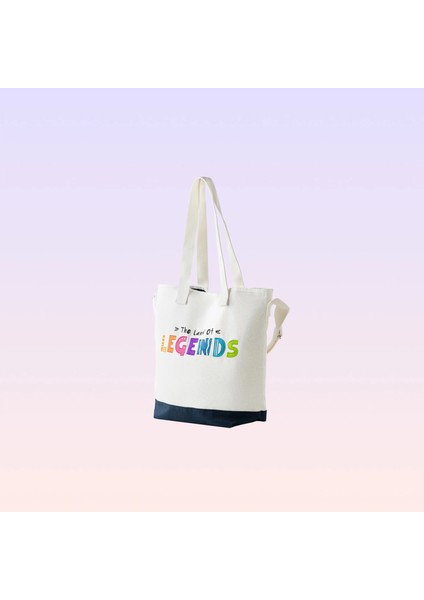 Legends Lacivert Tabanlı Beyaz Tote Plaj Çantası modelleri