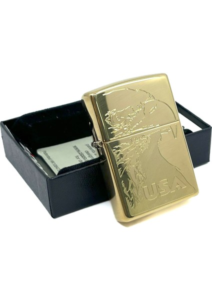 Amerikan Kartalı High Polish Brass Dizayn Çakmak