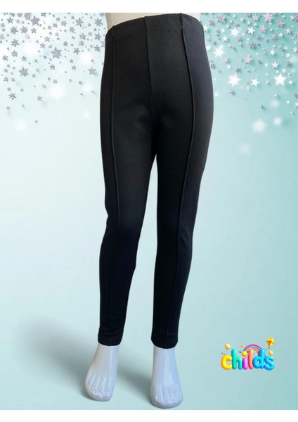 Çelik Interlok Siyah Pamuklu Likralı Kız Çocuk Nervür Dikişli Okul Için Pantolon Tayt fiyatları