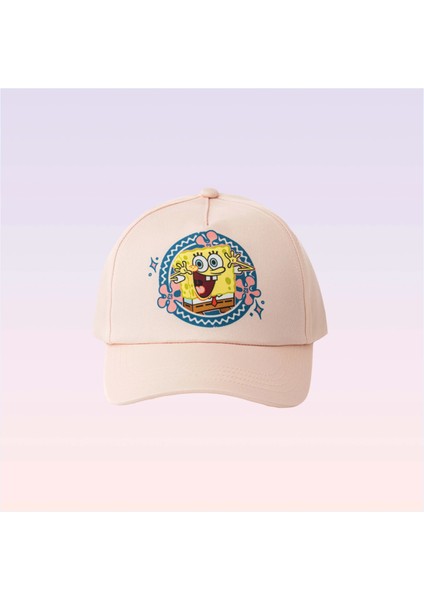 Sünger Bob Kare Pantolon Somon Renk Kız Çocuk Şapkası