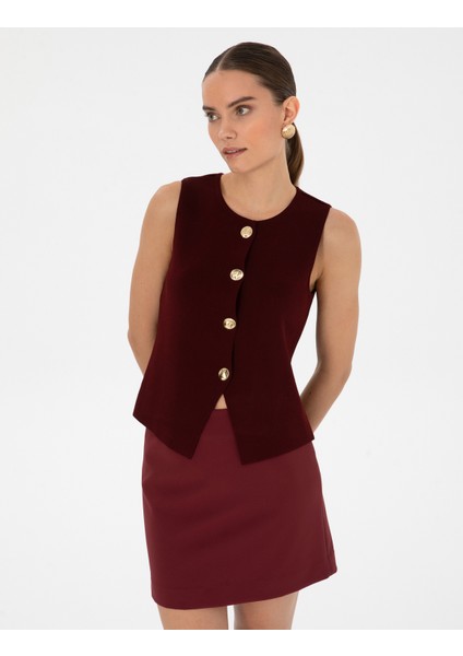 Kadın Vişne Slim Fit Kazak 50310929-VR223 modelleri