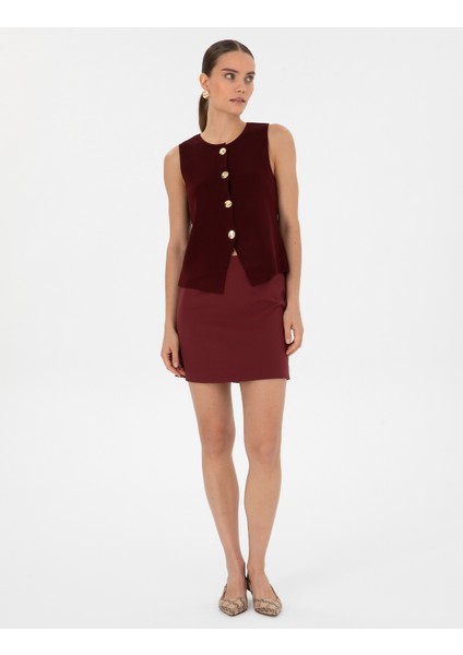 Kadın Vişne Slim Fit Kazak 50310929-VR223 fırsatları