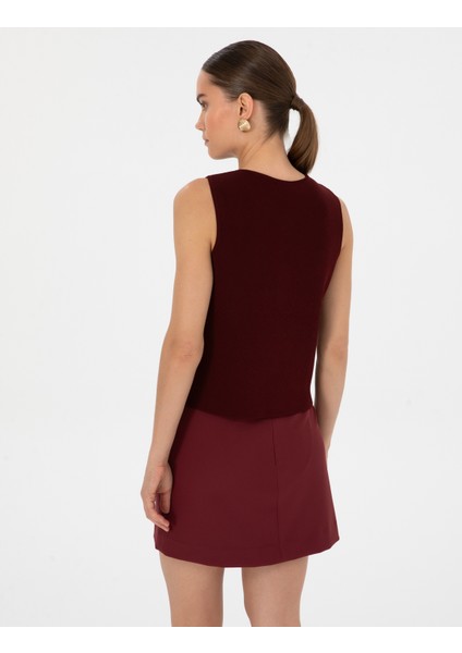 Kadın Vişne Slim Fit Kazak 50310929-VR223 indirimleri