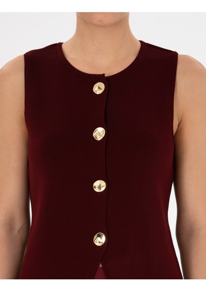 Kadın Vişne Slim Fit Kazak 50310929-VR223