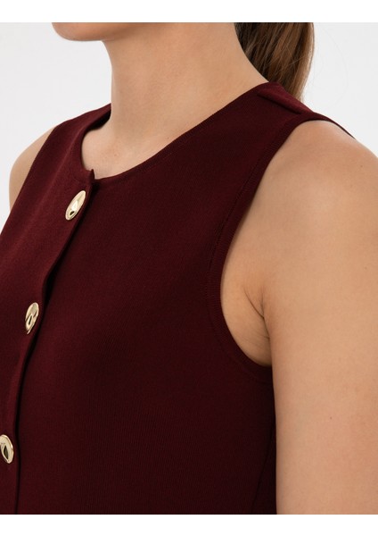 Kadın Vişne Slim Fit Kazak 50310929-VR223