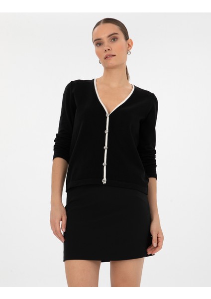 Kadın Siyah Slim Fit Triko Hırka 50310986-VR046 modelleri