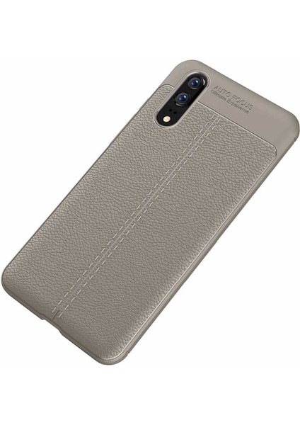 Huawei P20 Kılıf Deri Görünümlü Esnek Kırılmaz Şık Lüks Niss Silikon Kapak