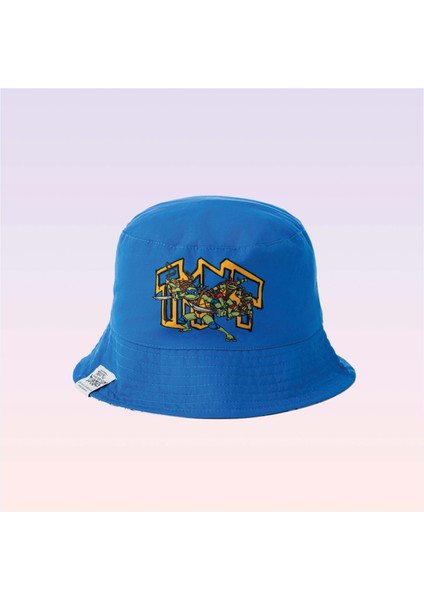 Nickelodeon Genç Mutant Ninja Kaplumbağalar Mavi Beyaz Unisex Çift Yönlü Bucket Çocuk Şapkası