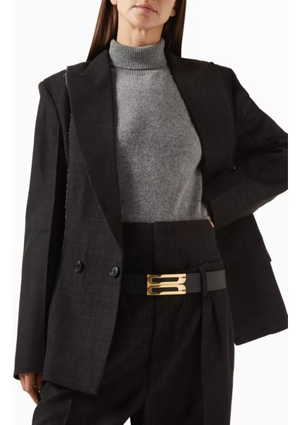 Jumbo Frame Dana Derisi Kemer Siyah, Logolu Tokalı, Güçlü Siluet fiyatları