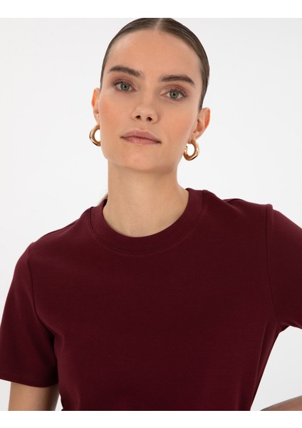 Kadın Vişne Regular Fit Basic Tişört 50310543-VR223 fiyatları