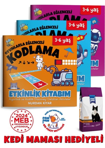 3-6 Yaş Oyunlarla Eğlenceli Kodlama Çocuk Etkinlik Kitabım - 3 Kitap
