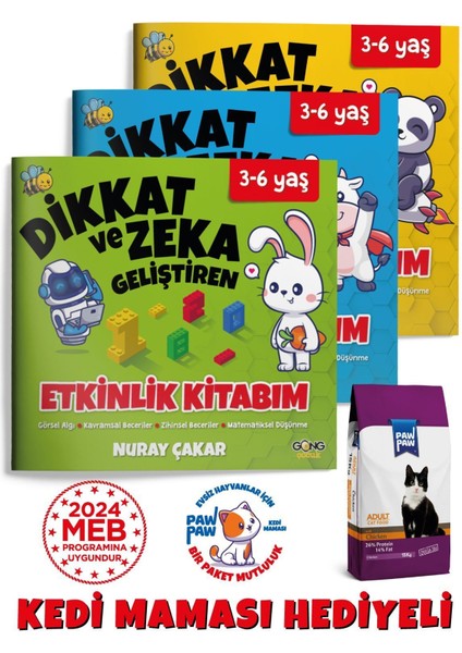 3-6 Yaş Dikkat ve Zeka Geliştiren Çocuk Etkinlik Kitabım Seti - 3 Kitap