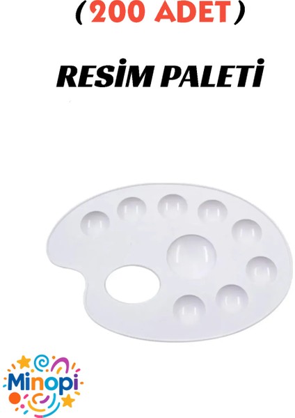 200 Adet Boyama Paleti Resim Paleti Ressam Paleti Plastk 9 Gözlü Boya Paleti