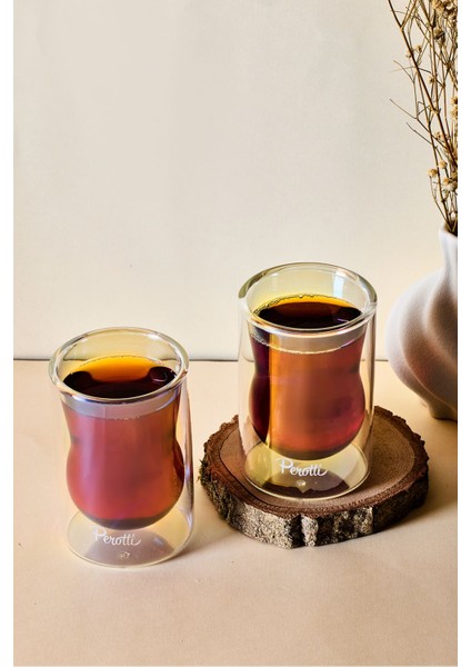 Colors 2'li Isıya Dayanıklı Çift Cidarlı Cam Çay Bardağı 140 ml