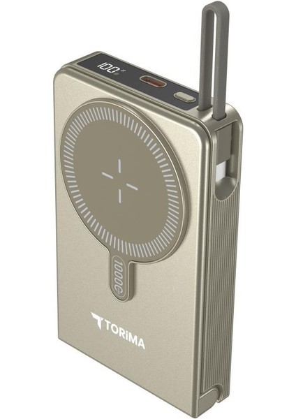 TRM-1019 Gold 10000 Mah Mag Safe Type-C + USB Kablolu-Kablosuz Taşınabilir 22,5 W Hızlı Şarj Dijital Göstergeli Powerbank indirimleri