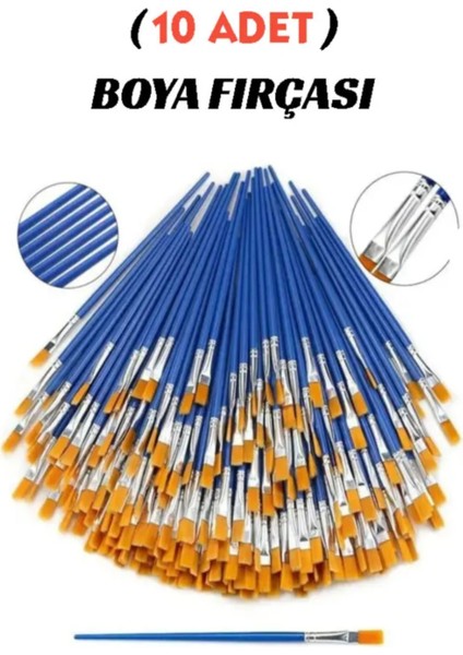 10 Adet Fırça , Sulu Boya, Akrilik Boya, Guaj Boya, Yağlı Boya, Resim Fırçası