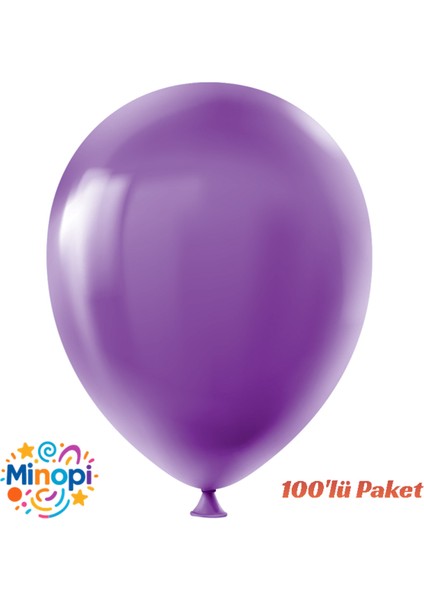 Mor Balon Desensiz Renkli Lateks Balon Normal Ebat 100'LÜ Paket