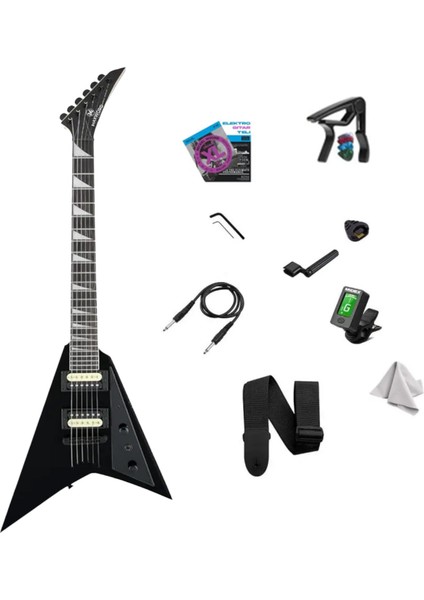 DG-28BK V Kasa Gül Klavye 2x Zebra Humbucker Manyetik Elektro Gitar