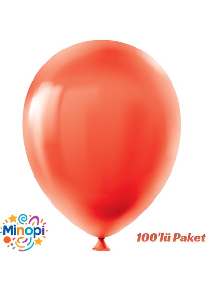 Kırmızı Balon Desensiz Renkli Lateks Balon Normal Ebat 100'LÜ Paket