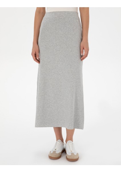 Kadın Gri Melanj A Kesim Triko Etek 50311060-VR086 fiyatları
