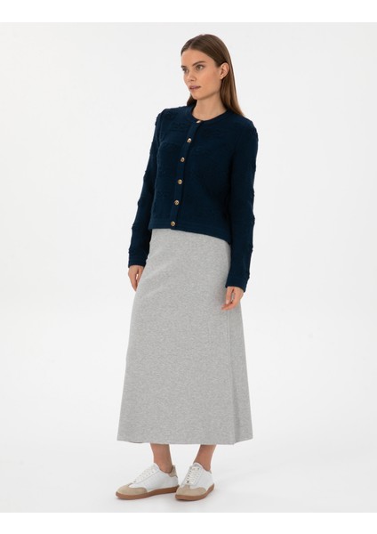 Kadın Gri Melanj A Kesim Triko Etek 50311060-VR086 modelleri