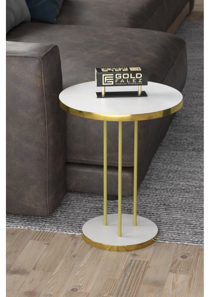 3'lü Zigon Sehpa Seti Suntalam Üst Tabla Metal Ayak Altın Detaylı Modern 34x22 cm fırsatları