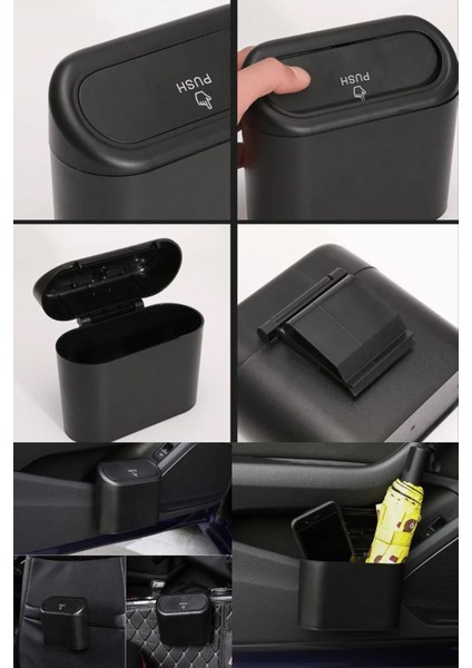 Kapaklı Oto Çöp Kutusu Dayanıklı Plastik Ergonomik Tasarım Tüm Araçlara Uygun fırsatları