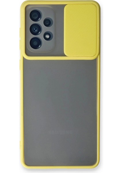 Newface Samsung Galaxy A53 5g Kılıf Palm Buzlu Kamera Sürgülü Silikon - Sarı